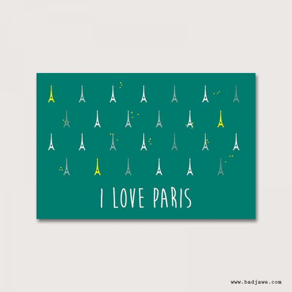 Cartes Postales - I love Paris : Tour Eiffel - Paris